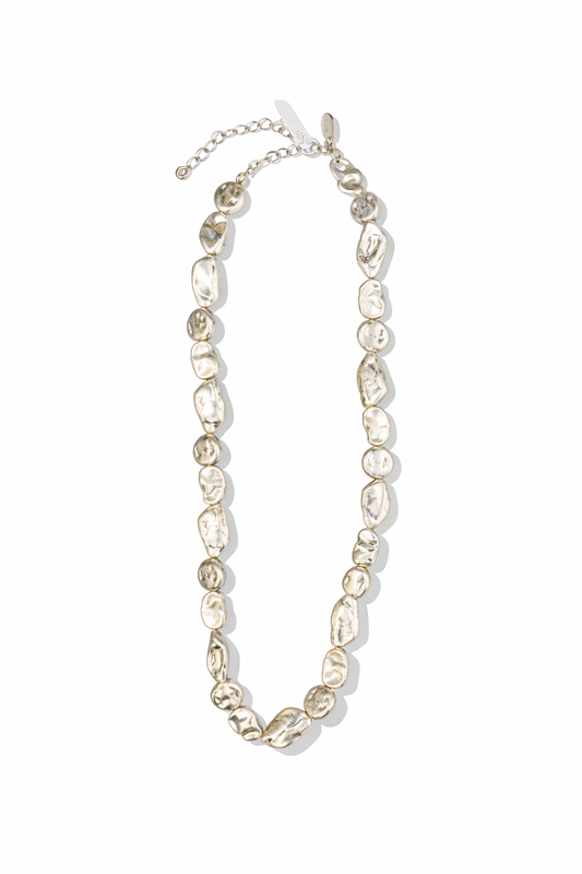 Collar Piedras Orgánicas Plateadas