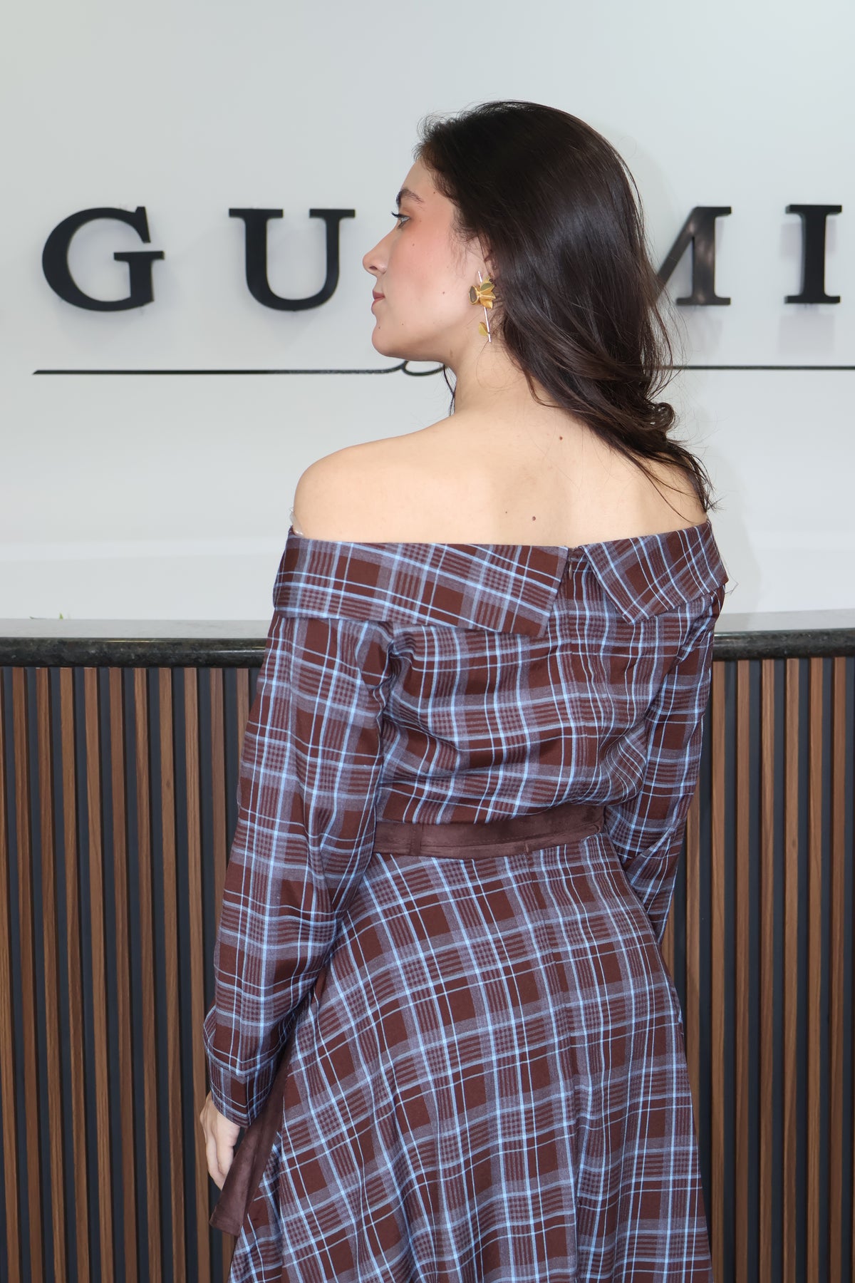 Vestido cuadros asimetrico