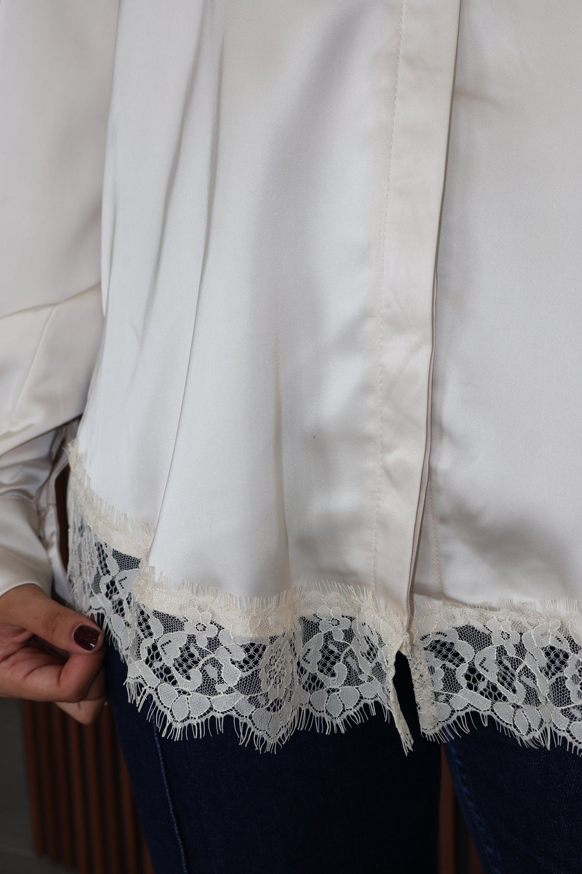 Blusa lace satin