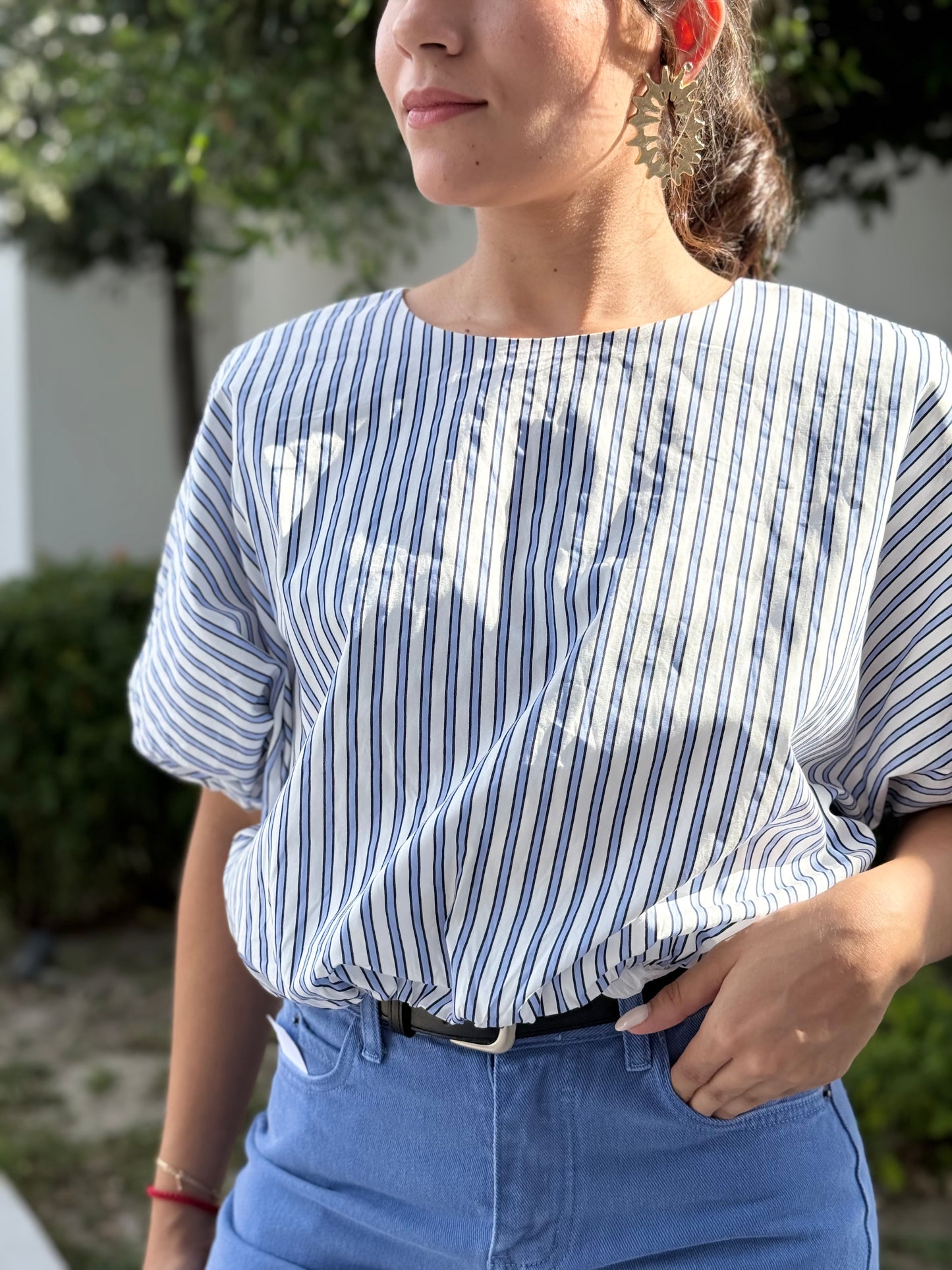 Blusa rayas blue crop