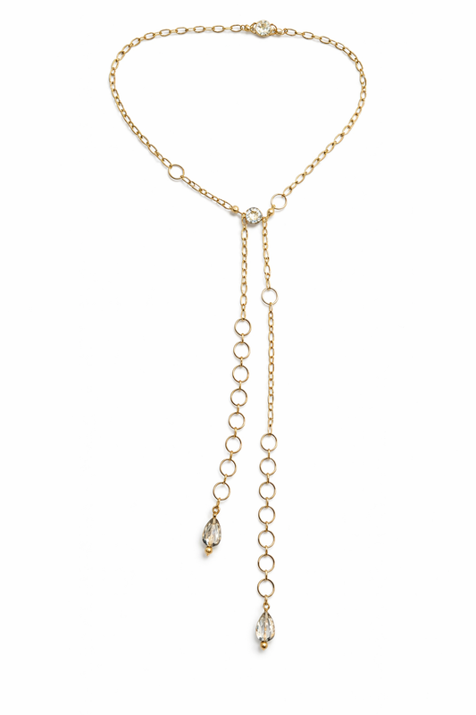 Collar Lariat Cristal Dorado