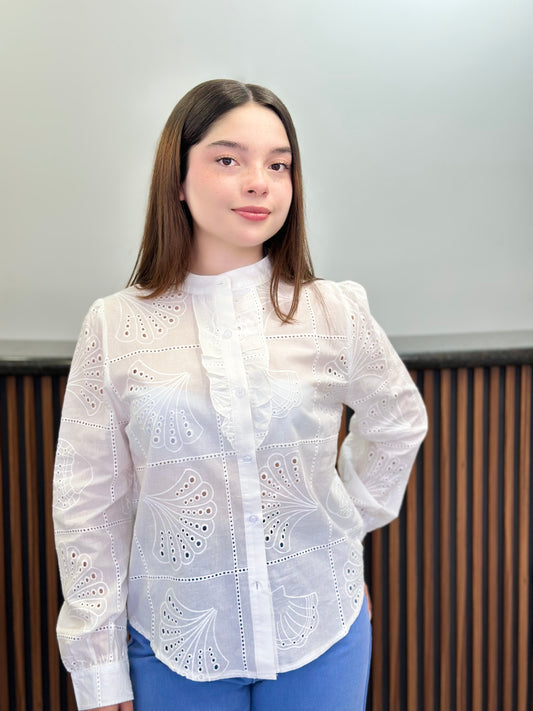 Blusa blanca manga larga