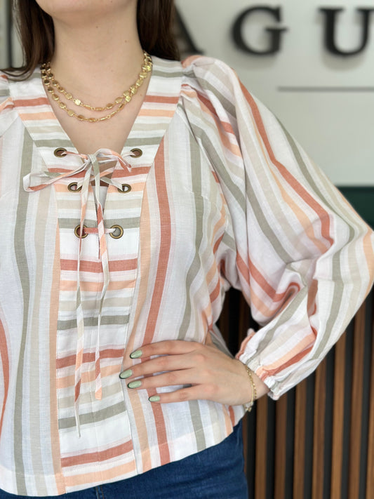 Blusa Rayas Mangas