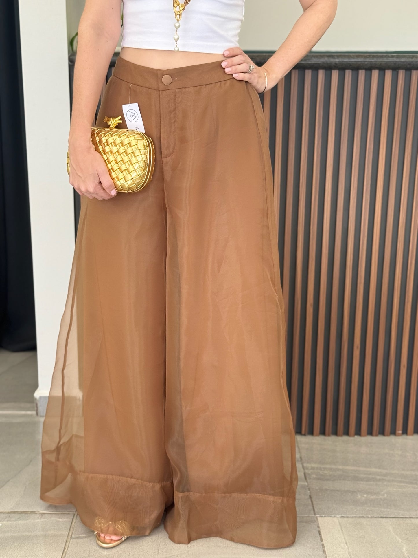 Pantalon Suede Wide Camel