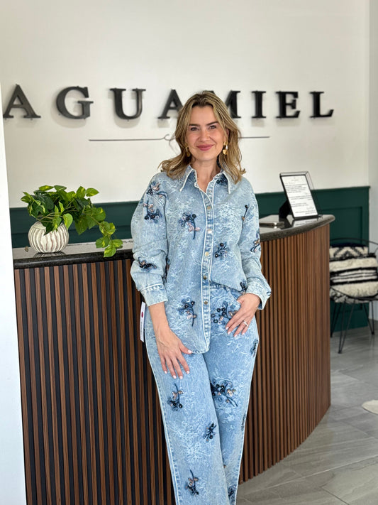 Conjunto Denim Bordado