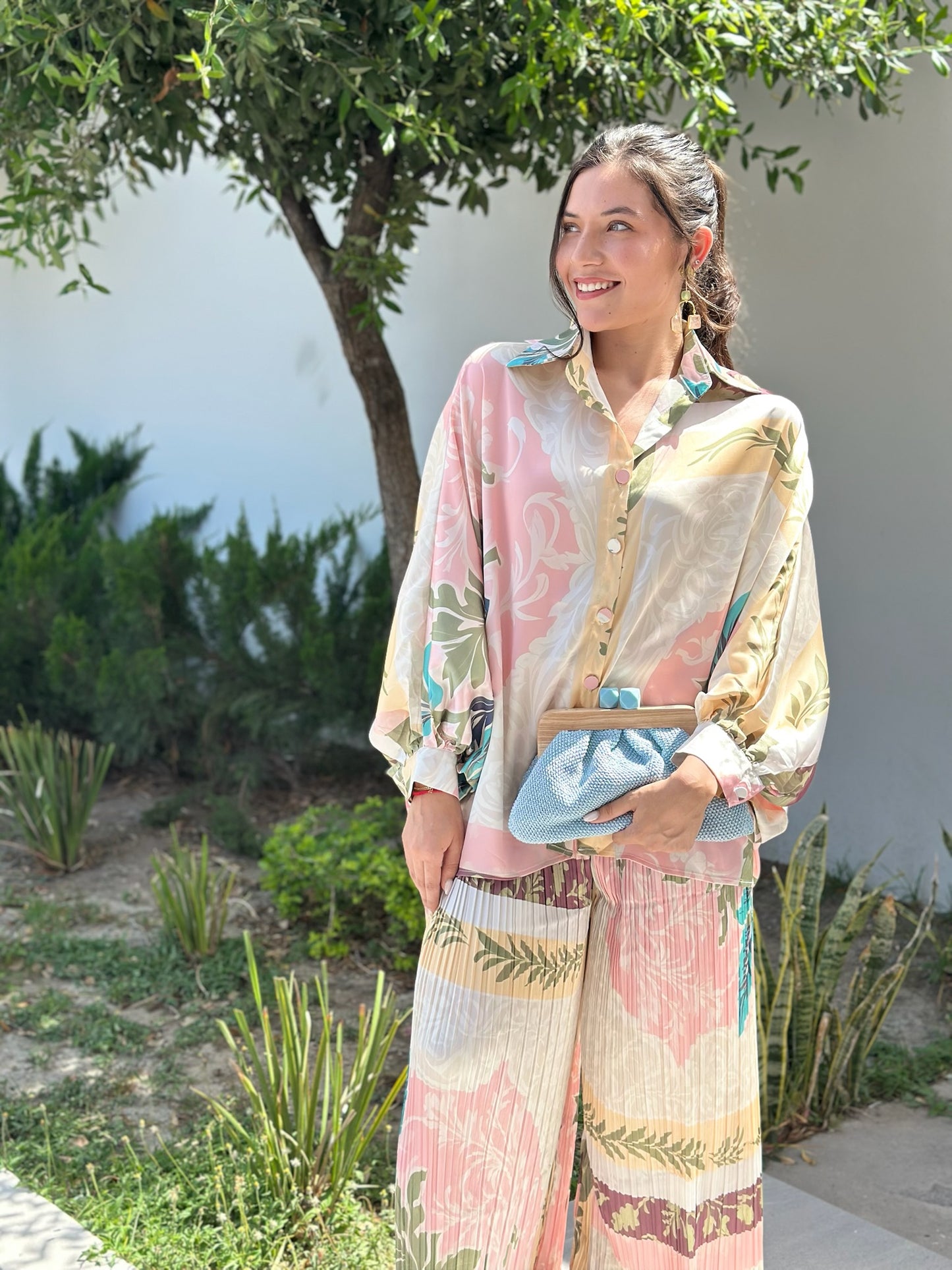 Conjunto satinado plizado