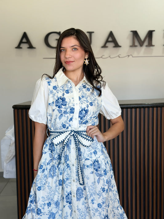 Vestido blue flowers