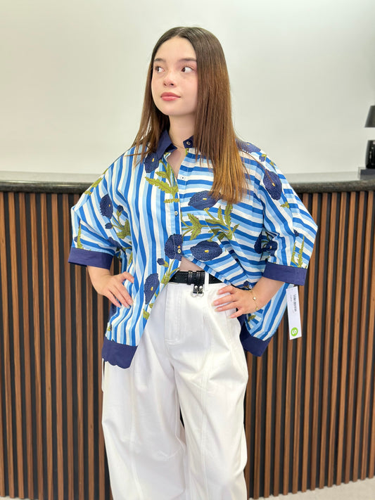 Blusa rayas azul