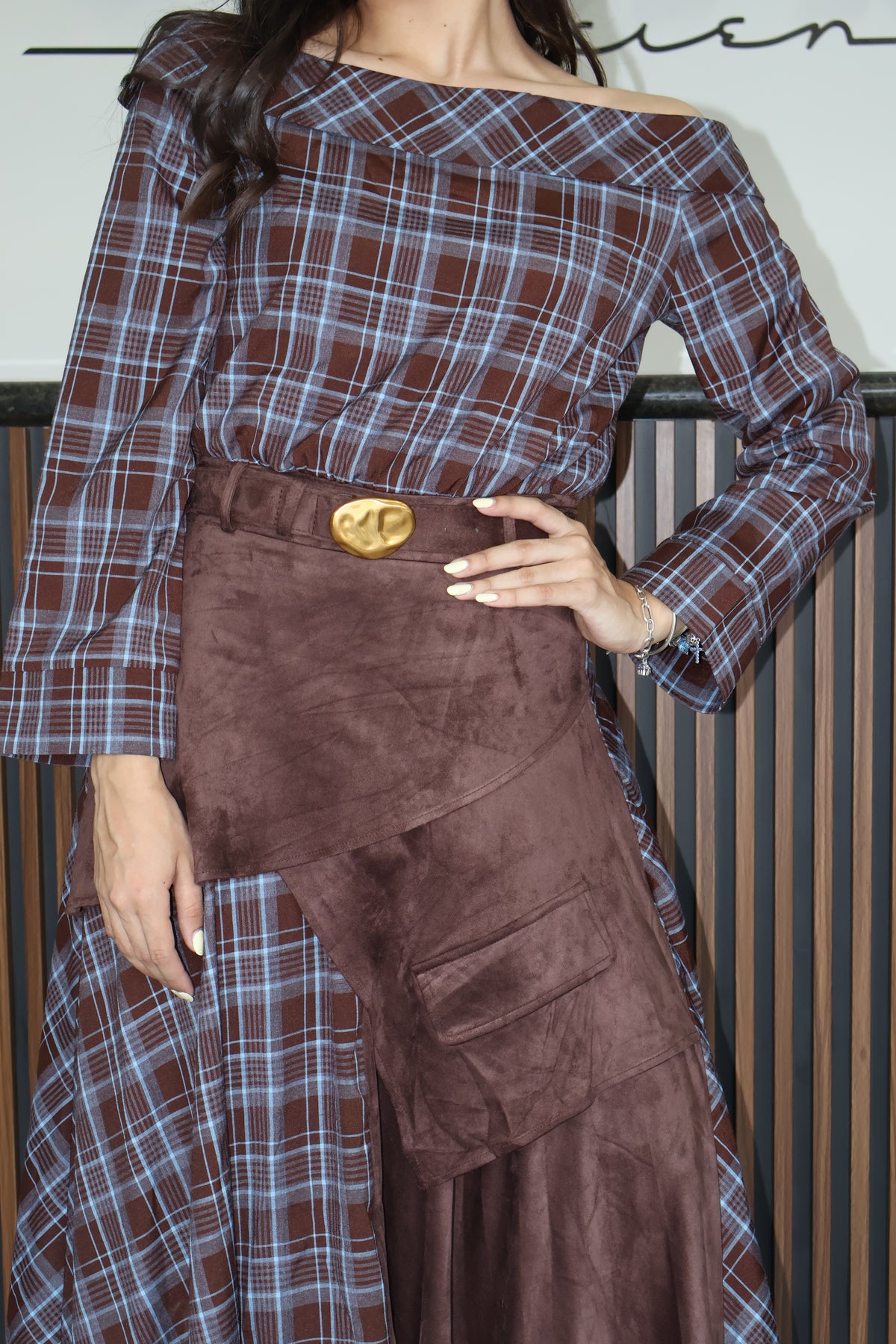Vestido cuadros asimetrico