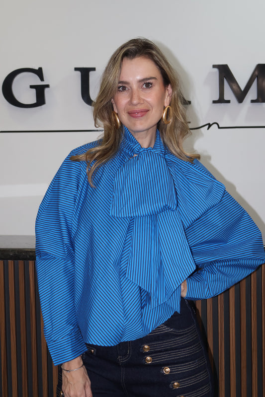 Satin blouse blue/burgundy