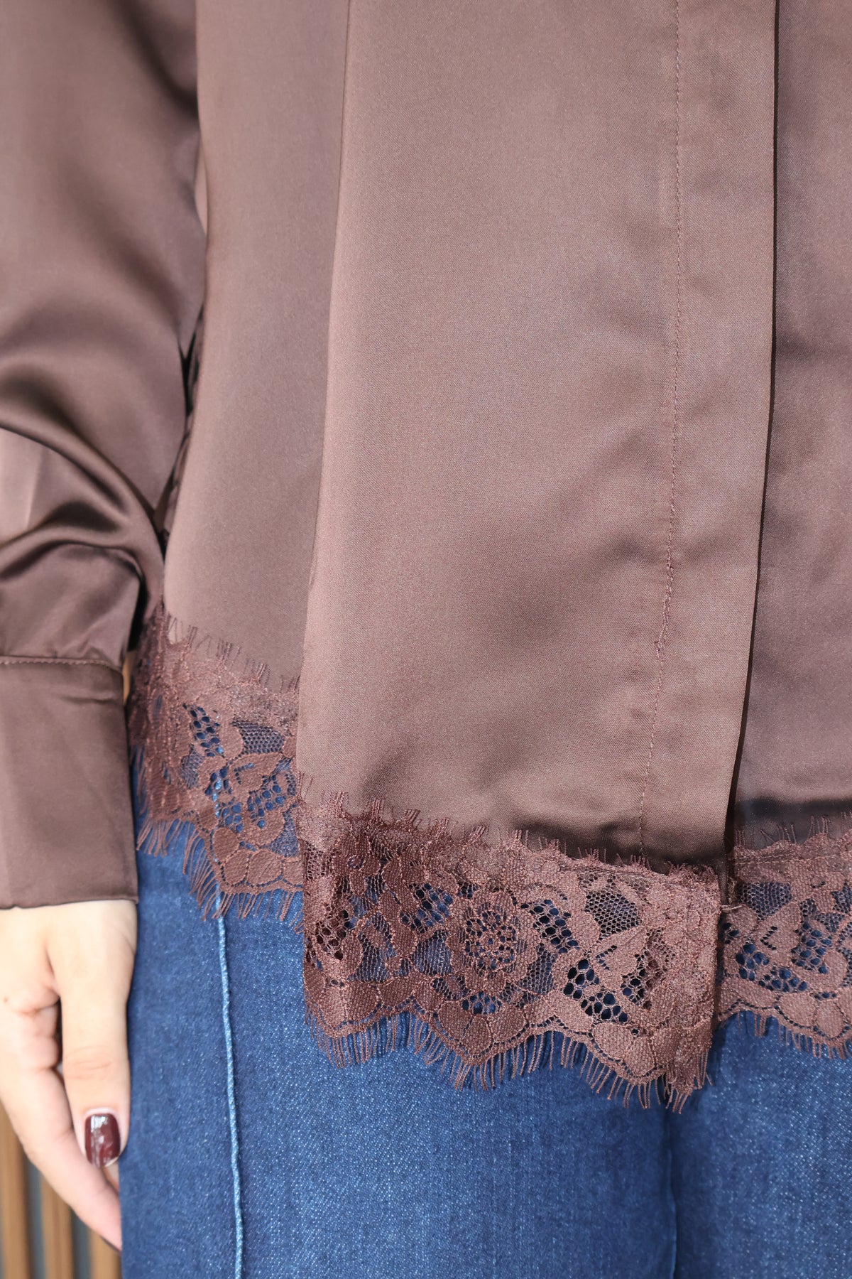 Blusa lace satin