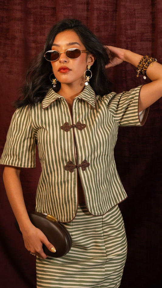Conjunto green falda saco