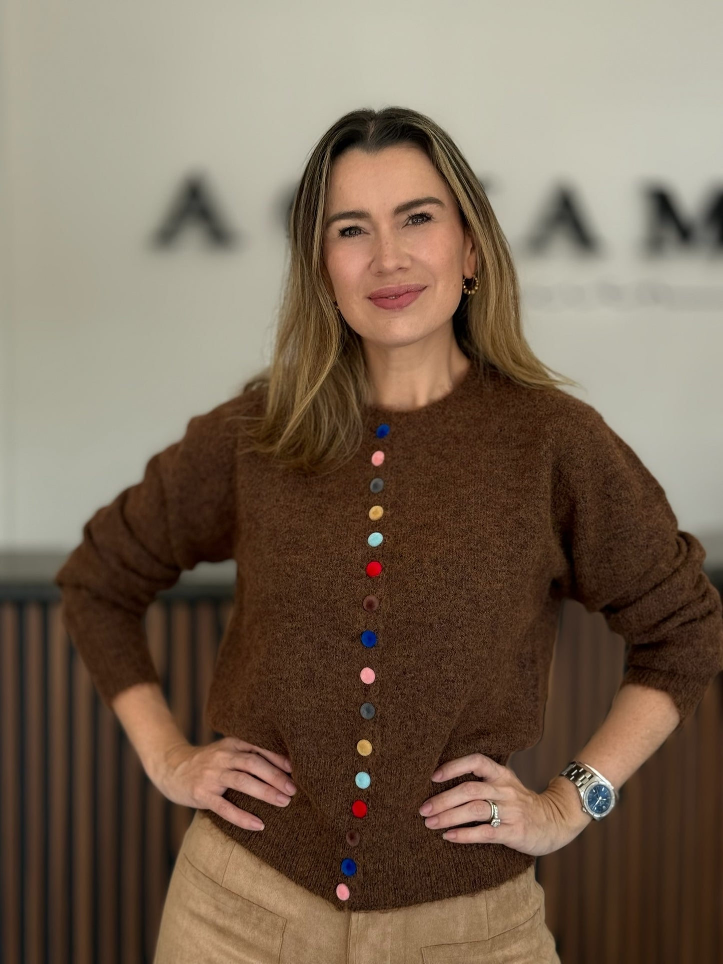 Knit Cardigan Botones Multicolor