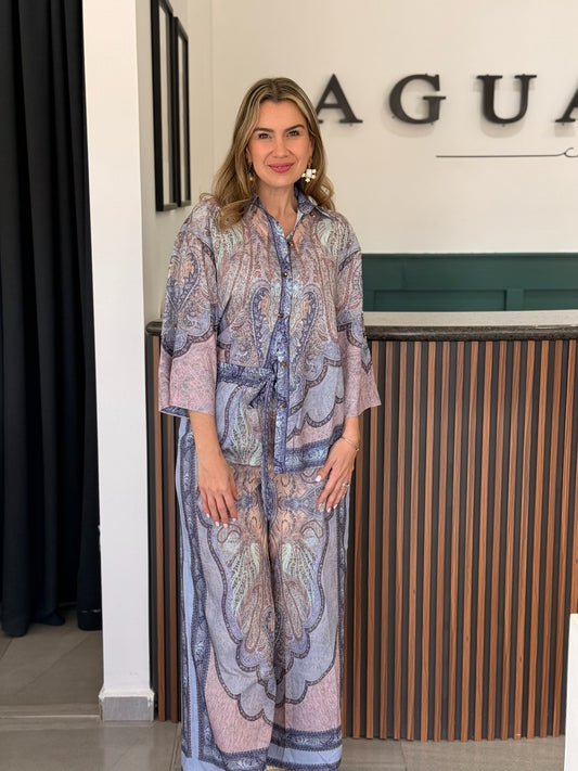 Set azul tribal detalles