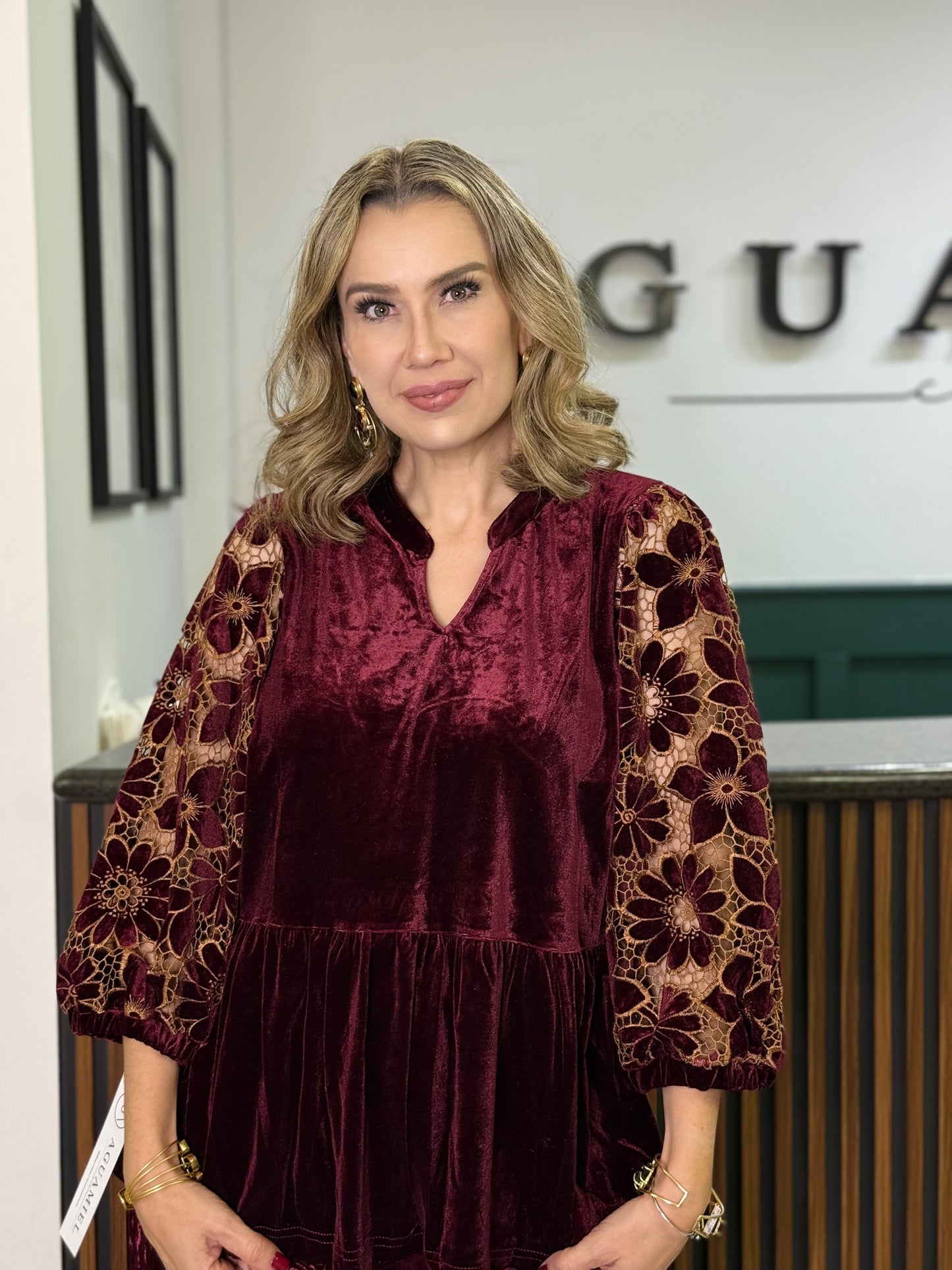 Blusa Boho Estampada en Tono Vino