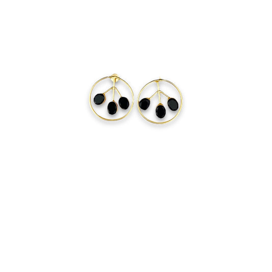 Aretes Circulares con Gotas de Piedra