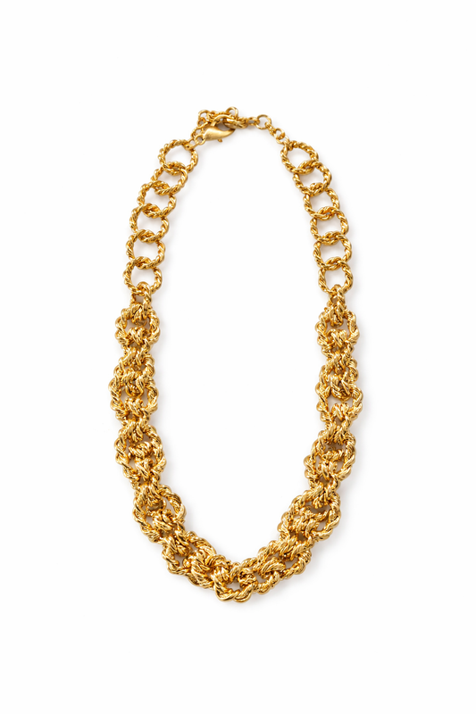 Collar Cadena Dorada Trenzada”