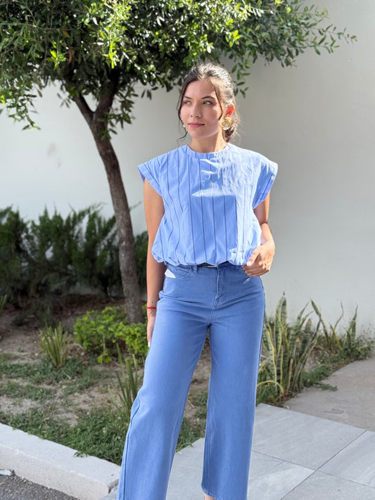 Blusa azul rayas indigo
