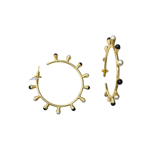 Aretes Aro Dual Perla & Ónix