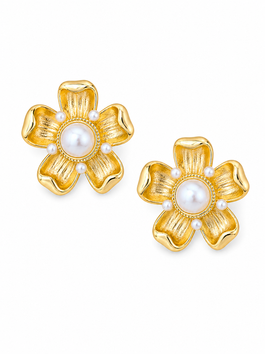 Aretes Flor Perla