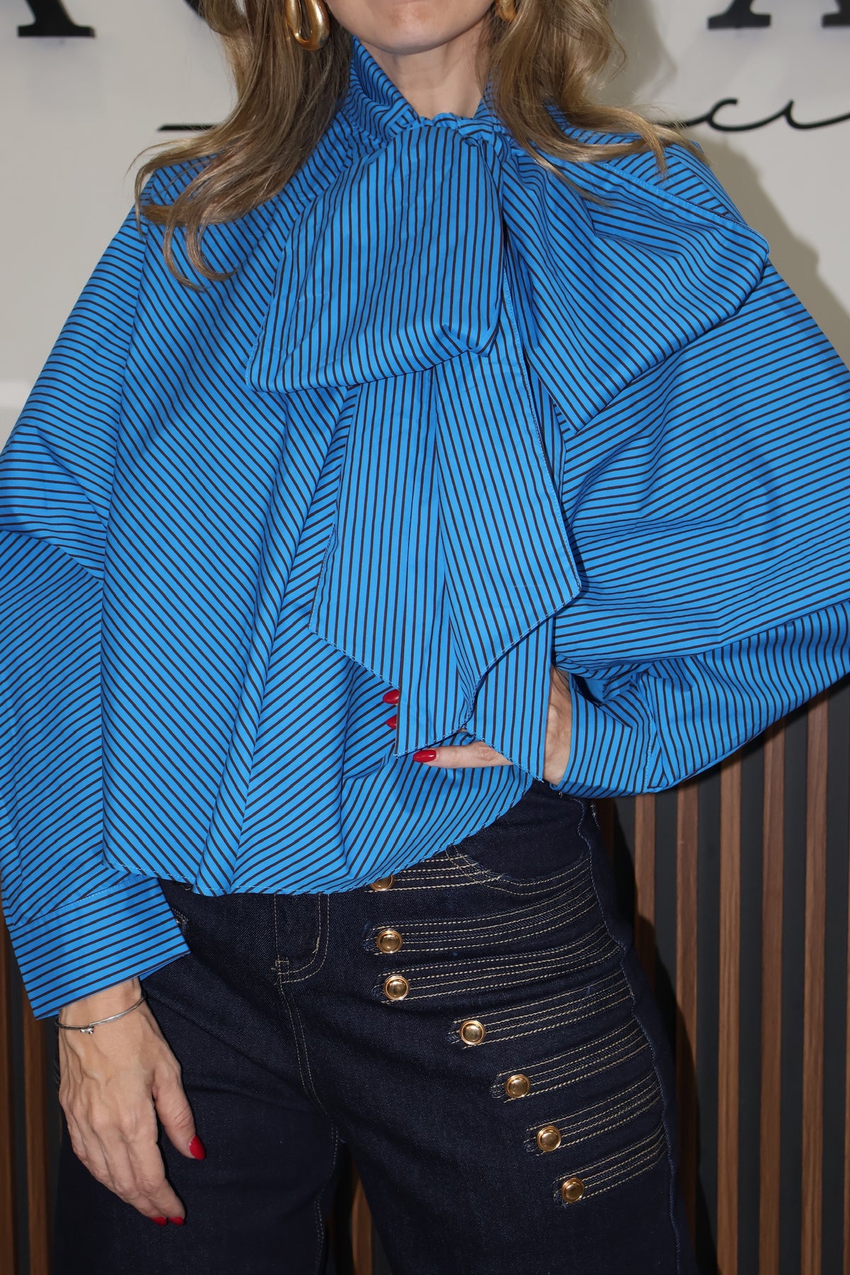 Satin blouse blue/burgundy