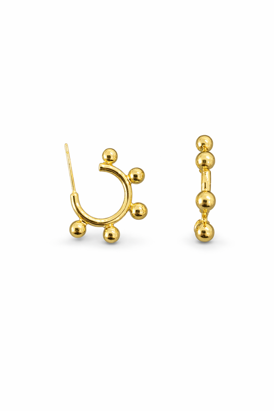 Aretes Hoops Esferas Doradas