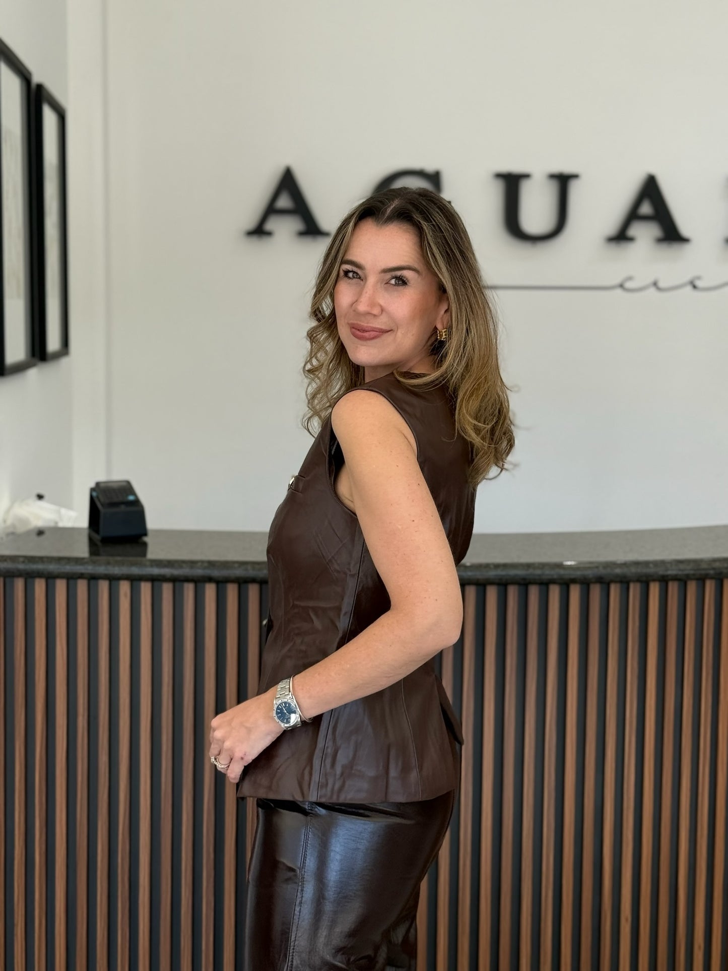 Chaleco Café Vinipiel Botones