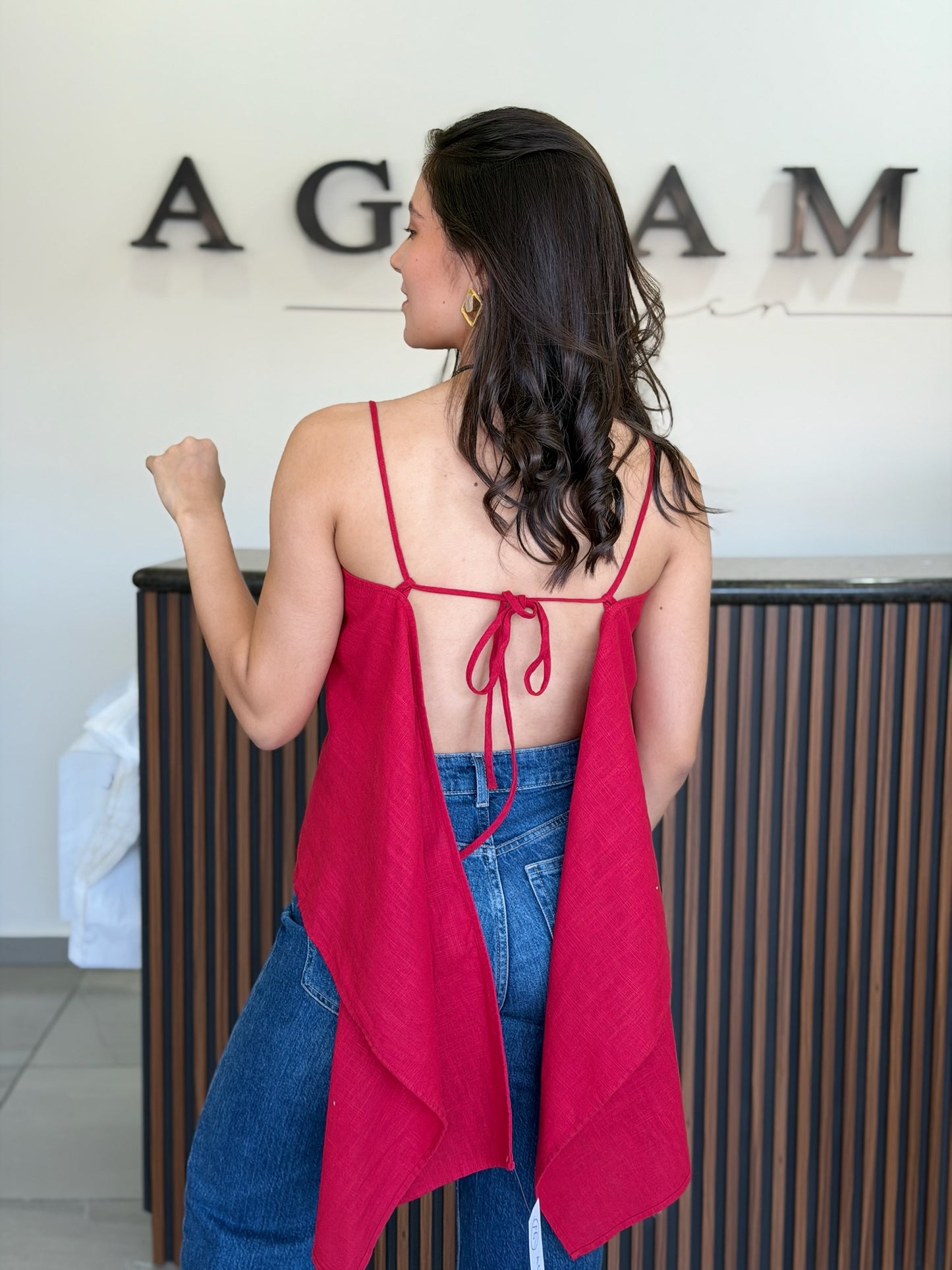 Top satin red