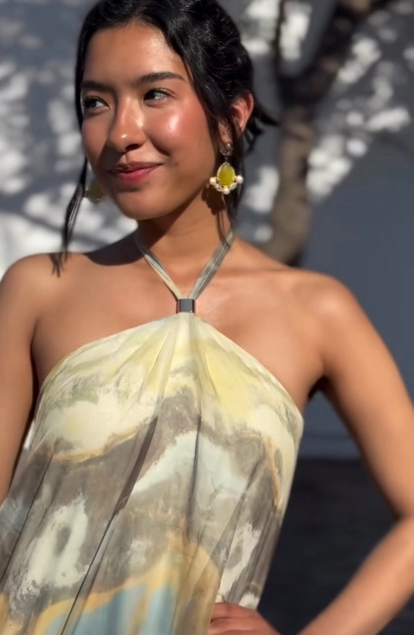 Vestido Maxi Estampado Acuarela