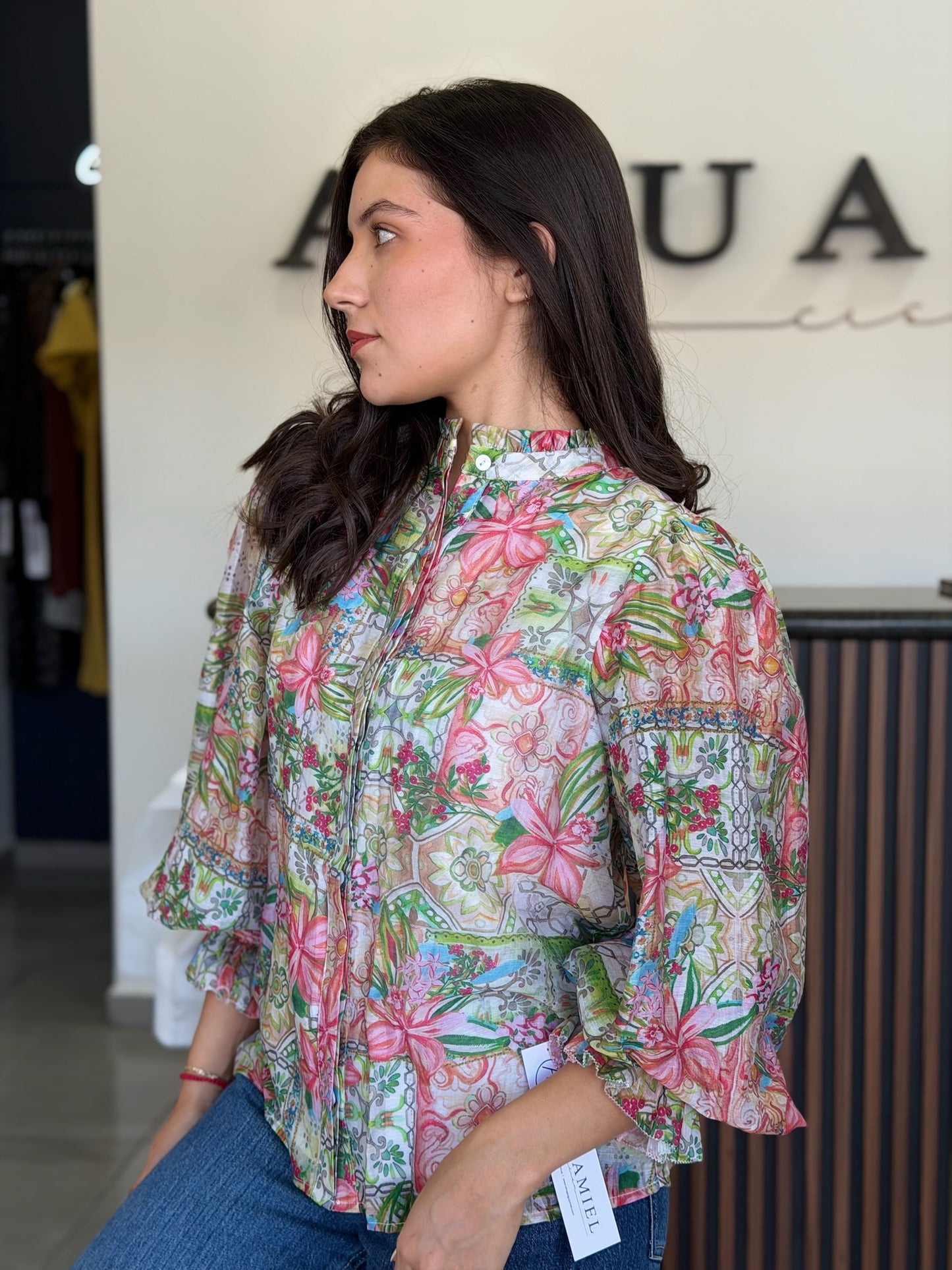 Blusa cream multi floral