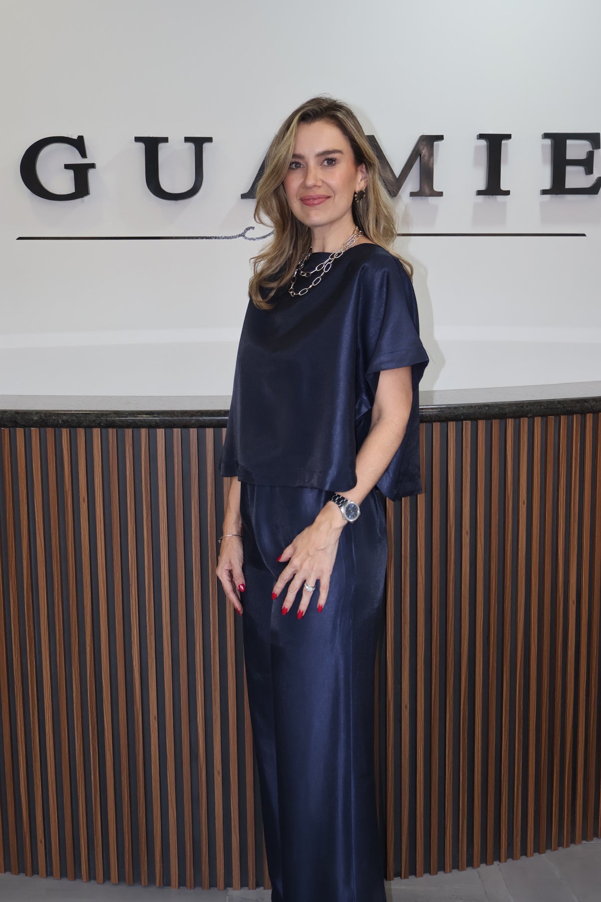 Set navy pullover satin