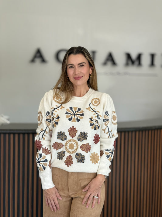 Suéter Floral Bordado
