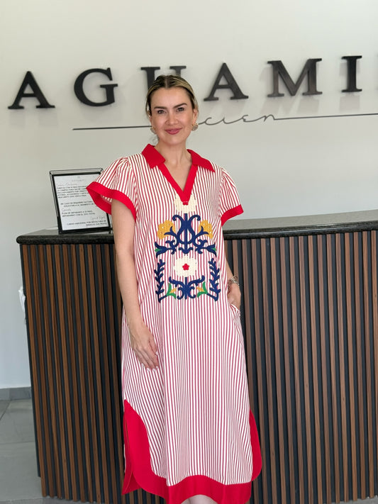 Vestido rayas rojo