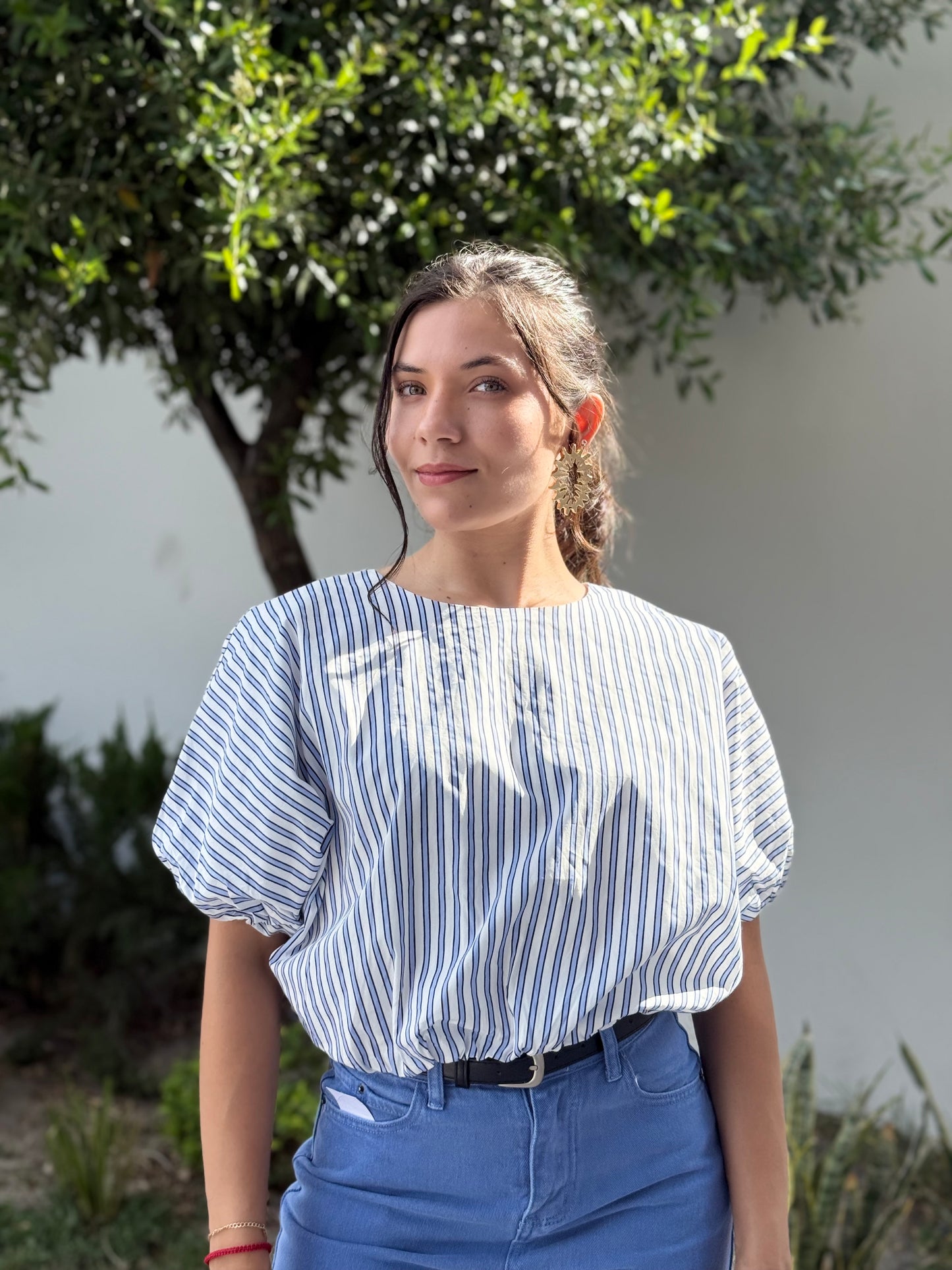 Blusa rayas blue crop