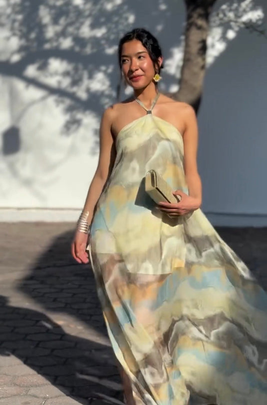 Vestido Maxi Estampado Acuarela