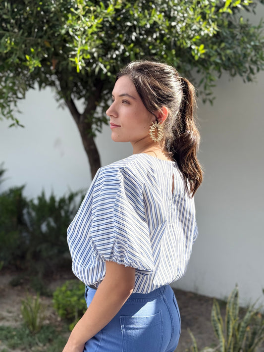 Blusa rayas blue crop