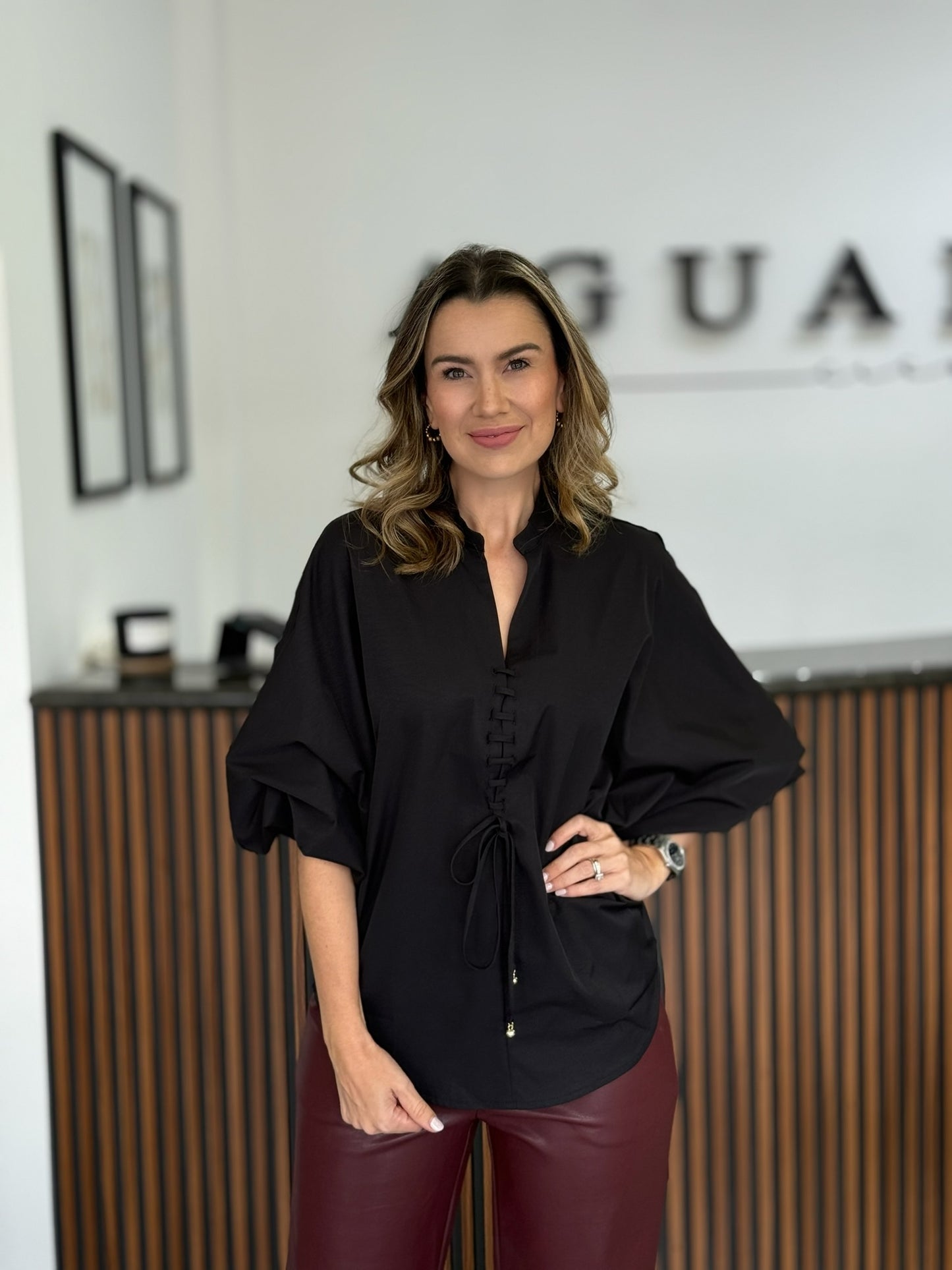 Blusa negra long sleeve top