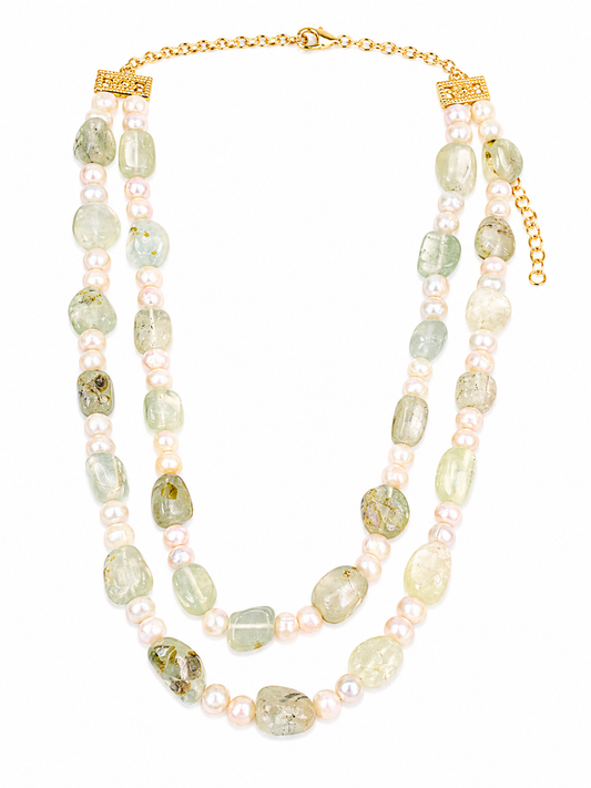 Collar Perla & Piedra Verde Balance