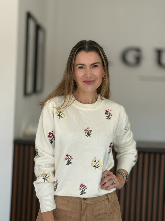 Suéter Ivory Mix Bordado