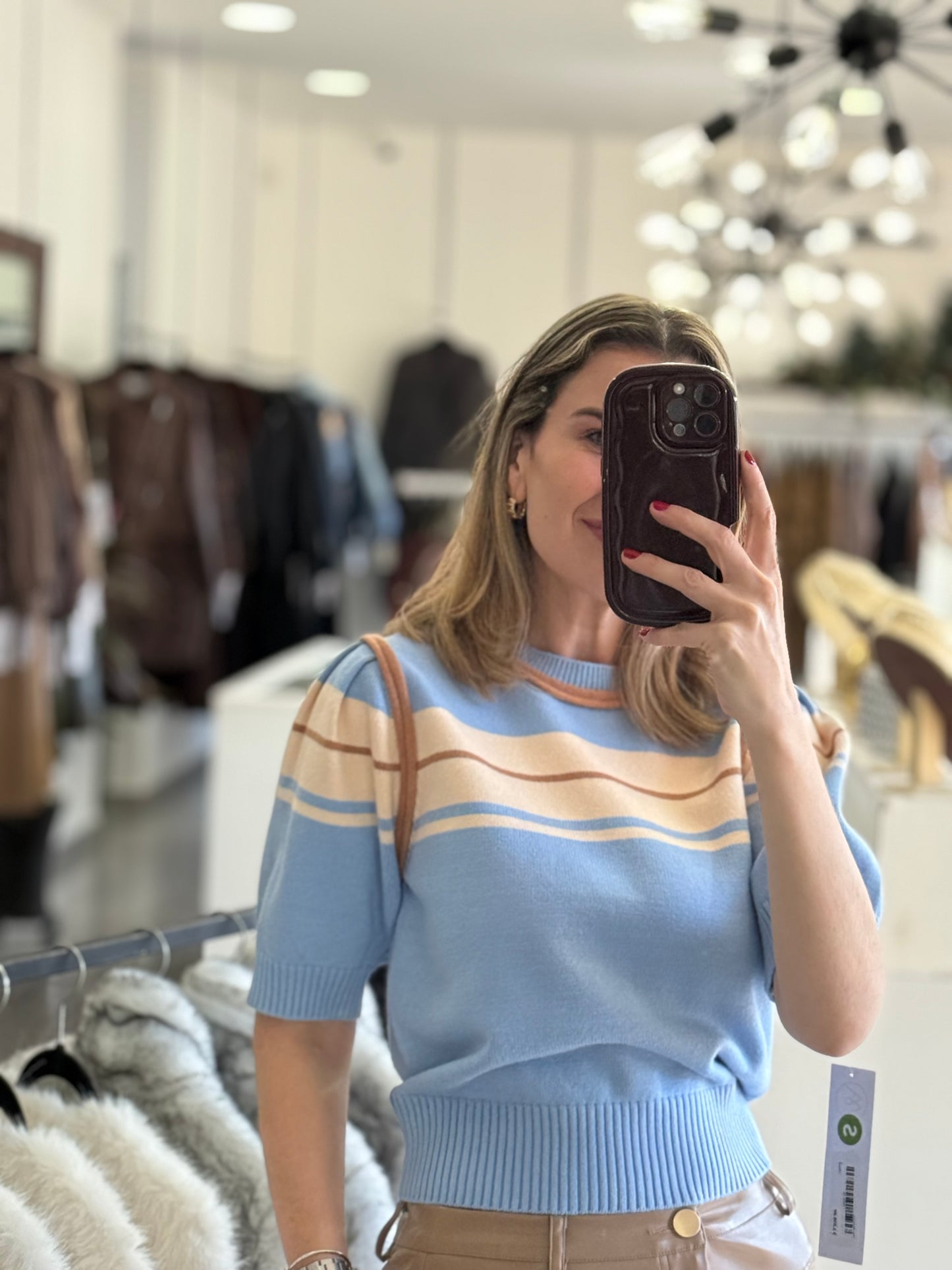 Blusa celeste / cafe