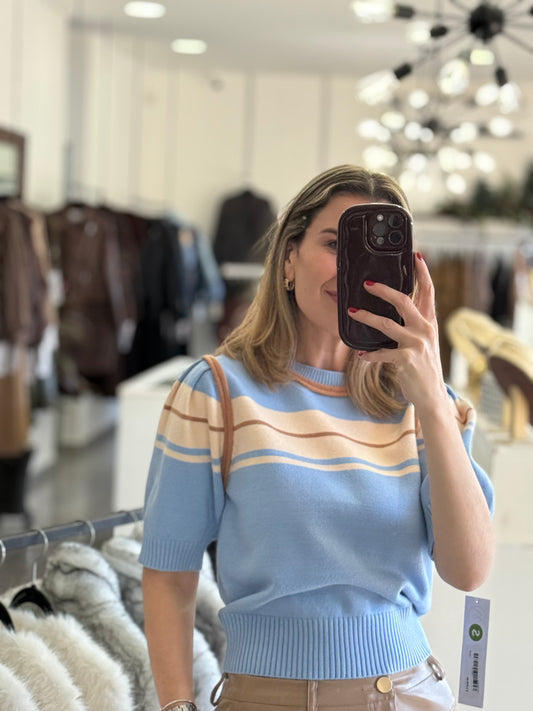 Blusa celeste / cafe