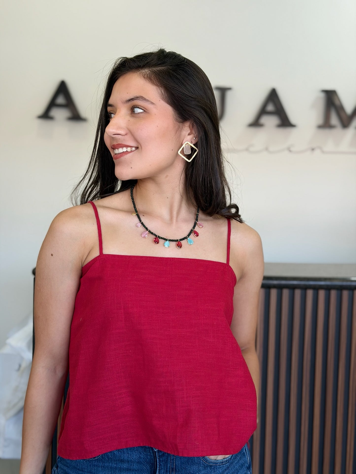 Top satin red