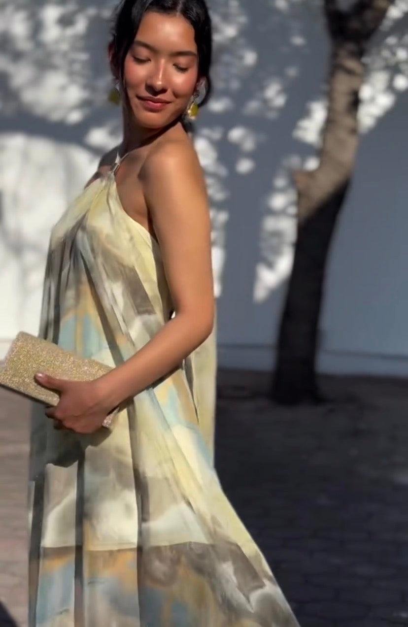 Vestido Maxi Estampado Acuarela