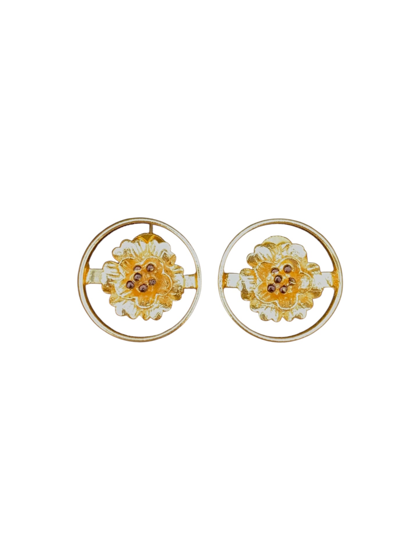 Aretes Flor Dorada Vintage