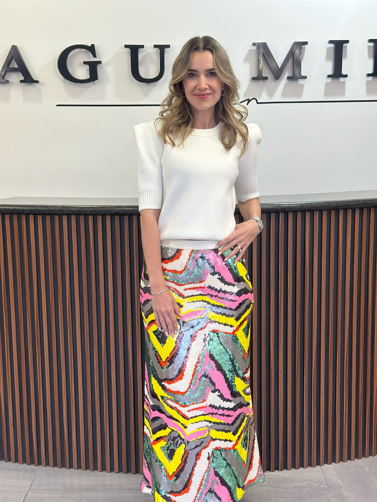 Falda maxi multi lentejuela