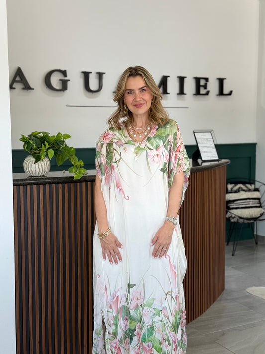 Vestido blanco italiano flores