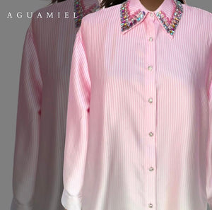 Camisa rayas rosa/blanco