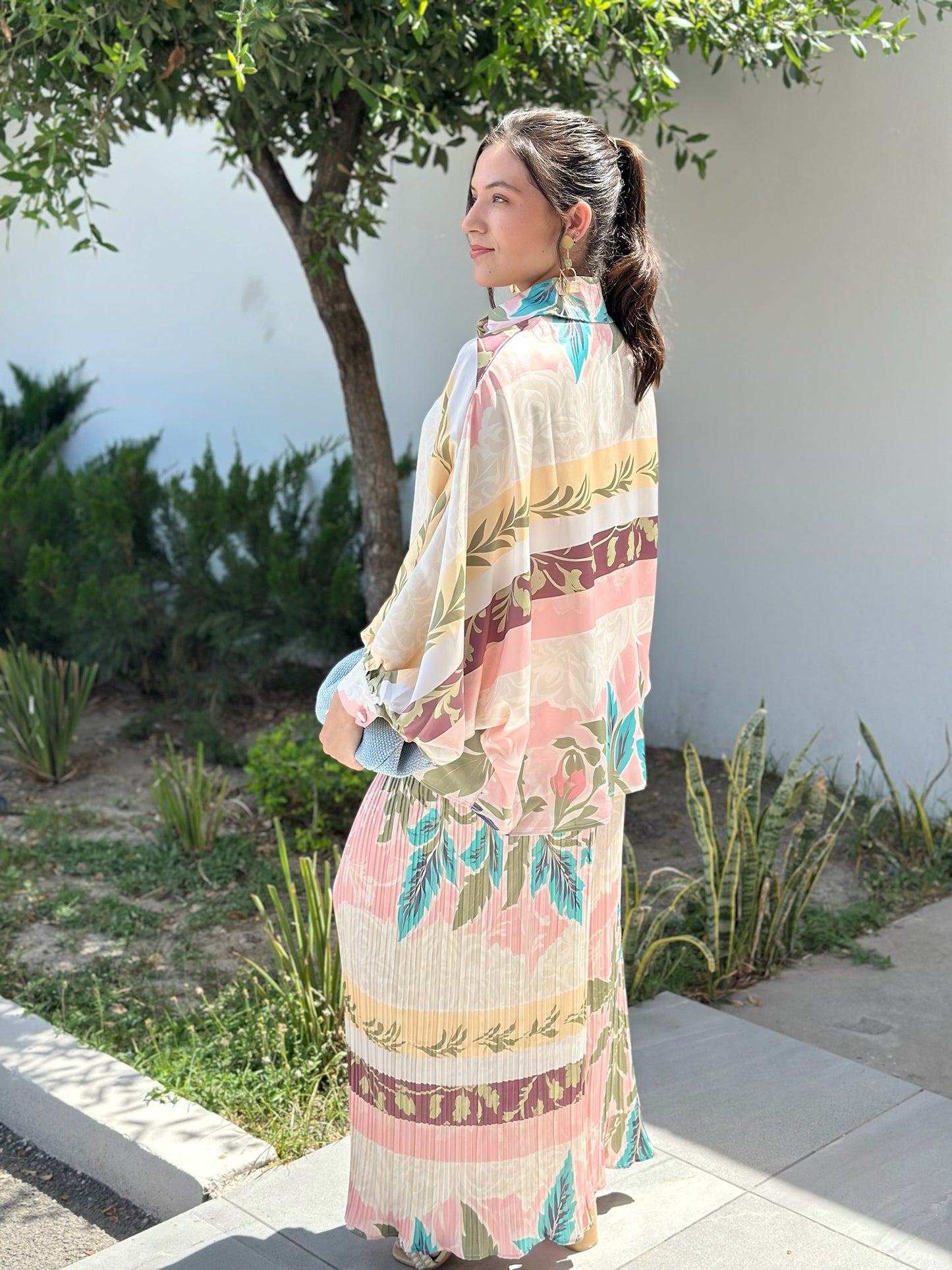 Conjunto satinado plizado