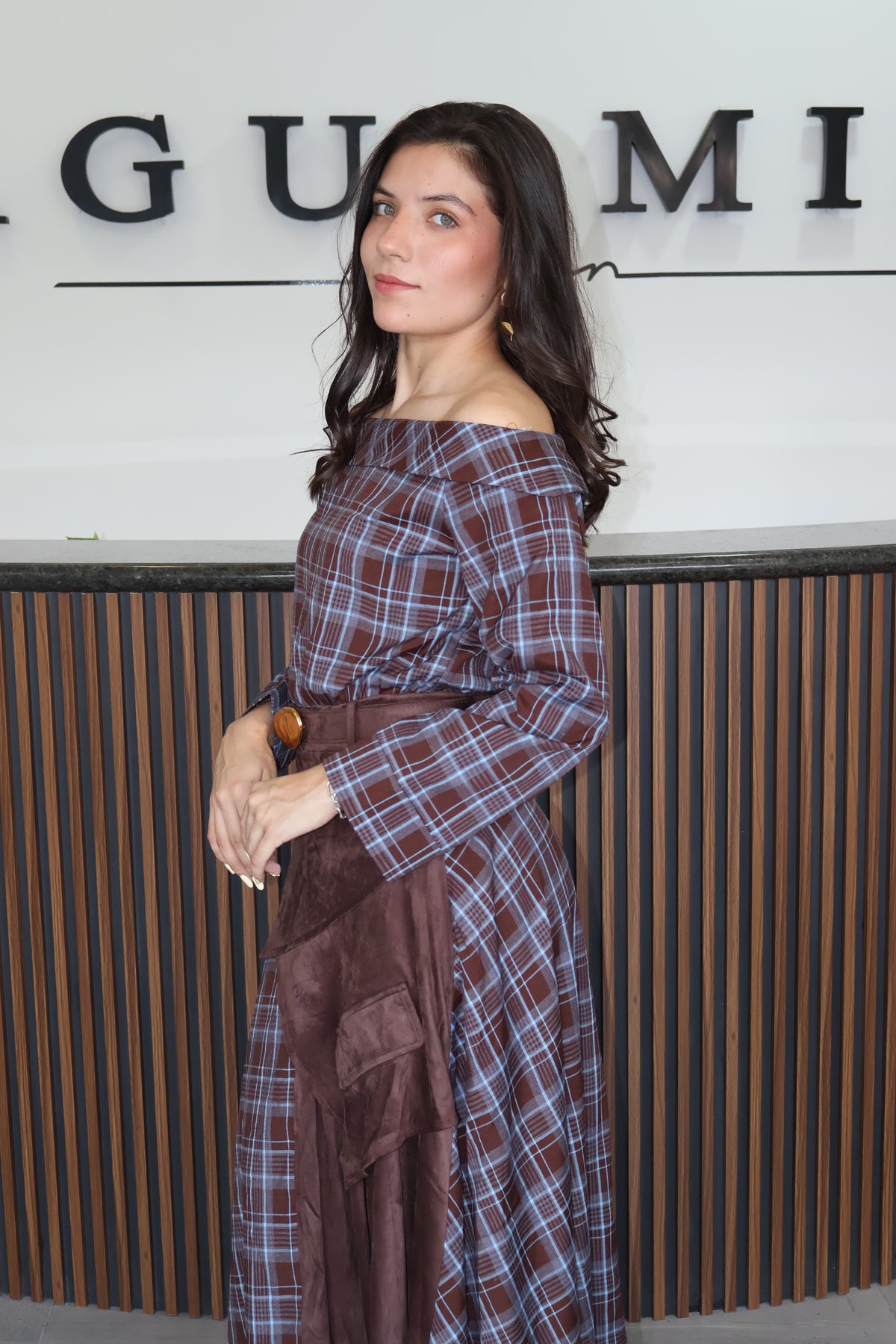 Vestido cuadros asimetrico