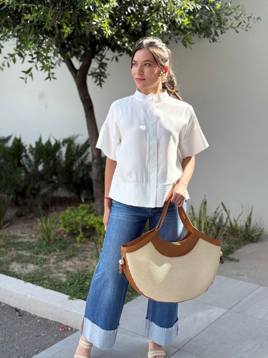 Blusa blanca costuras